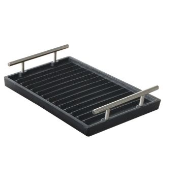 Bistecchiera in ghisa smaltata ondulata con manici in acciaio inox 50 x 40 x 2,1 H cm  DS