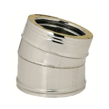 Curva 15° acciaio inox doppiaparete diam int. 100 / est. 150