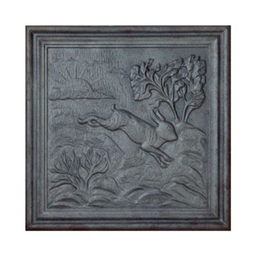 Lastra in ghisa per camino decoro CONIGLIO CM. 50 × 50 H SP. 1 cm DS