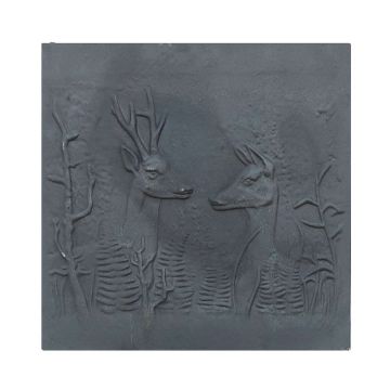 Lastra in ghisa per camino decoro CERBIATTI CM. 60 × 60 H SP. 1 cm DS
