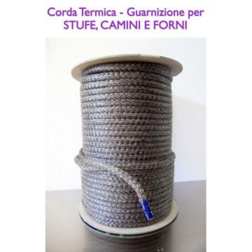 Guarnizione termica tonda, corda per vetro, stufe, camini, 550° C nera