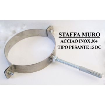 Collare tipo pesante acciaio inox - staffa muro per canna fumaria