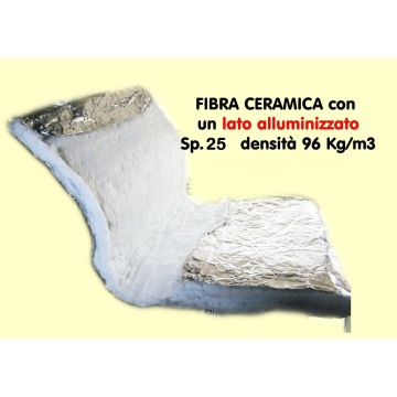 Fibra ceramica ignifuga 1250° con alluminio densità 93 sp 13 mm