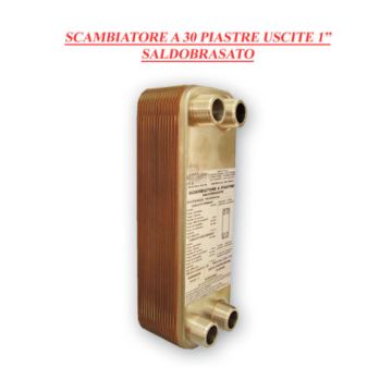 Scambiatore di calore a 30 piastre saldobrasato Pacetti mod BV30 uscite da 1"