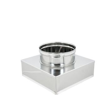 Riduzione inox da quadra a tonda per canna fumaria