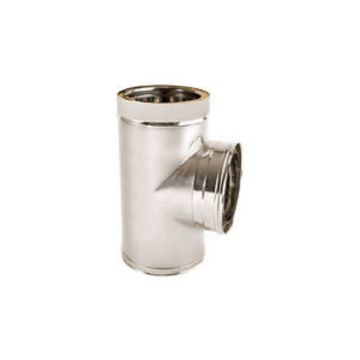 Raccordo a T 90° acciaio inox doppiaparete diam. 80 int. / 130 est