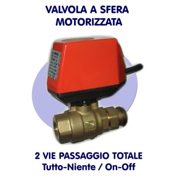 Valvola a sfera motorizzata a 2 vie passaggio totale 1" Fem/Bocchettone tutto/niente